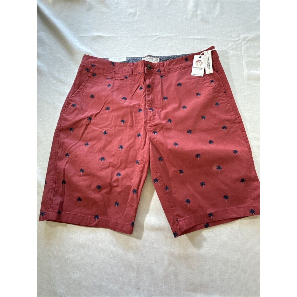 NWT Men’s Free Planet Red Palm Tree Stretch Size 38 Preppycore Golfcore